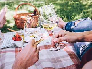 Weine bei einem Picknick genießen